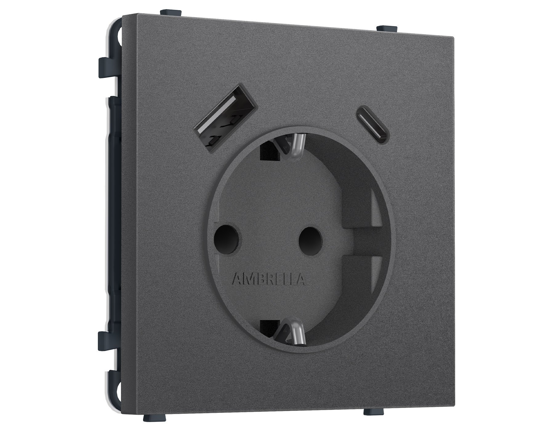 MS660010 MS660010 Комплект механизма электрической розетки SIGMA Антрацит серый 2USB A+C 20W (быст. зар.) с/з с/ш 16A-250V QUANT PRO (SP6600, PR160)