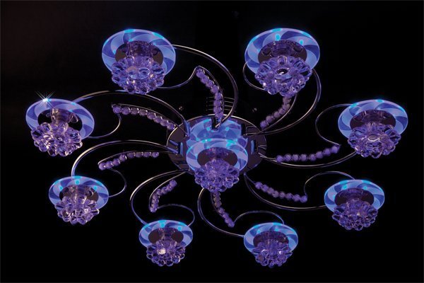 Потолочная люстра с пультом 4882 Eurosvet 4882/9 хром/синий+красный+фиолетовый