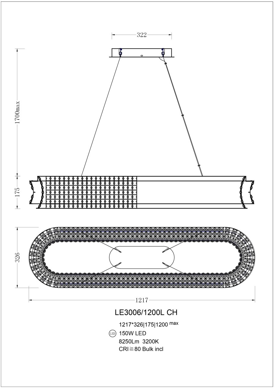 LE3006/1200L CH Подвесная люстра LEON Tendre LE3006/1200L CH