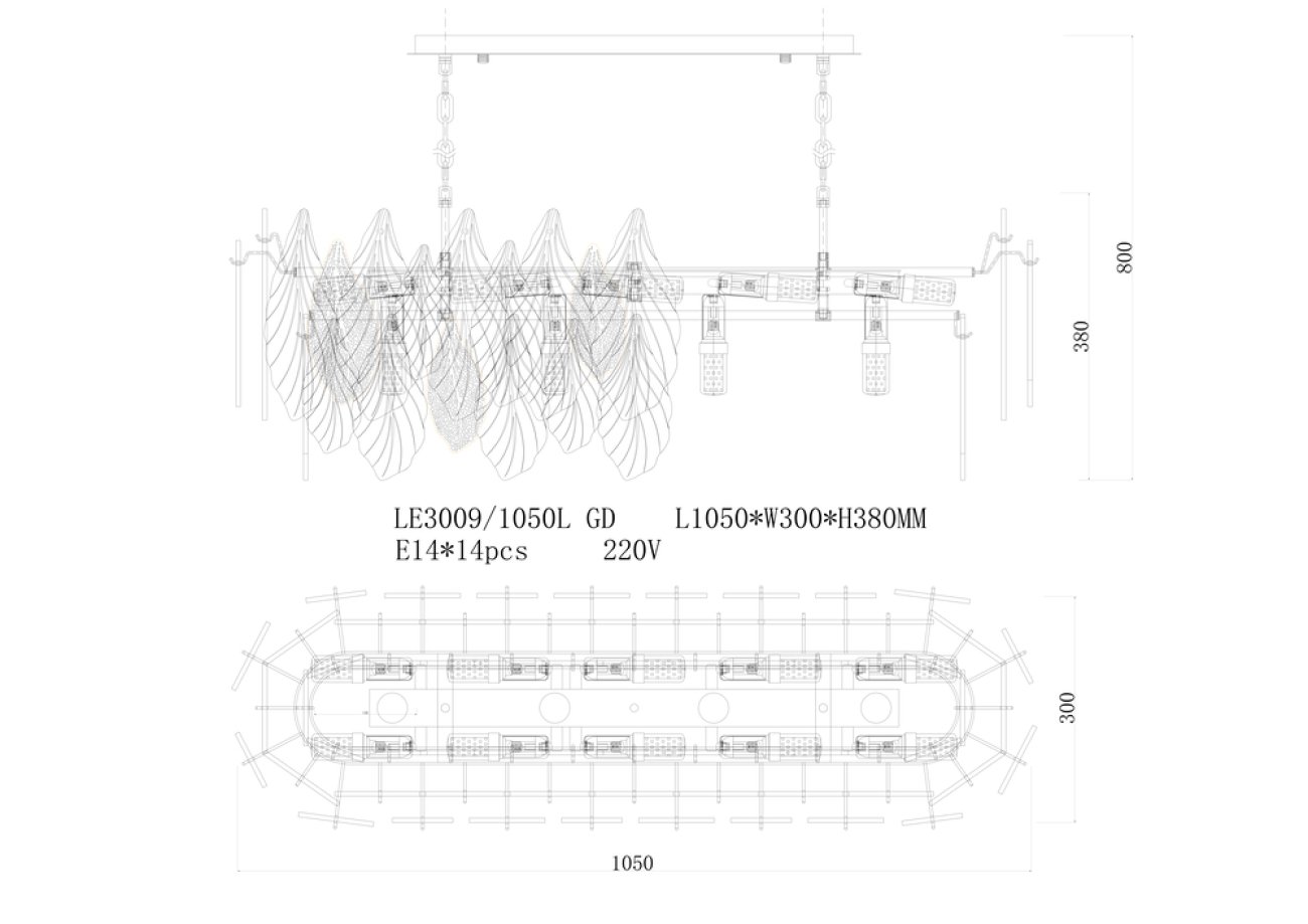 Подвесная люстра LEON Adele LE3009/1050L GD
