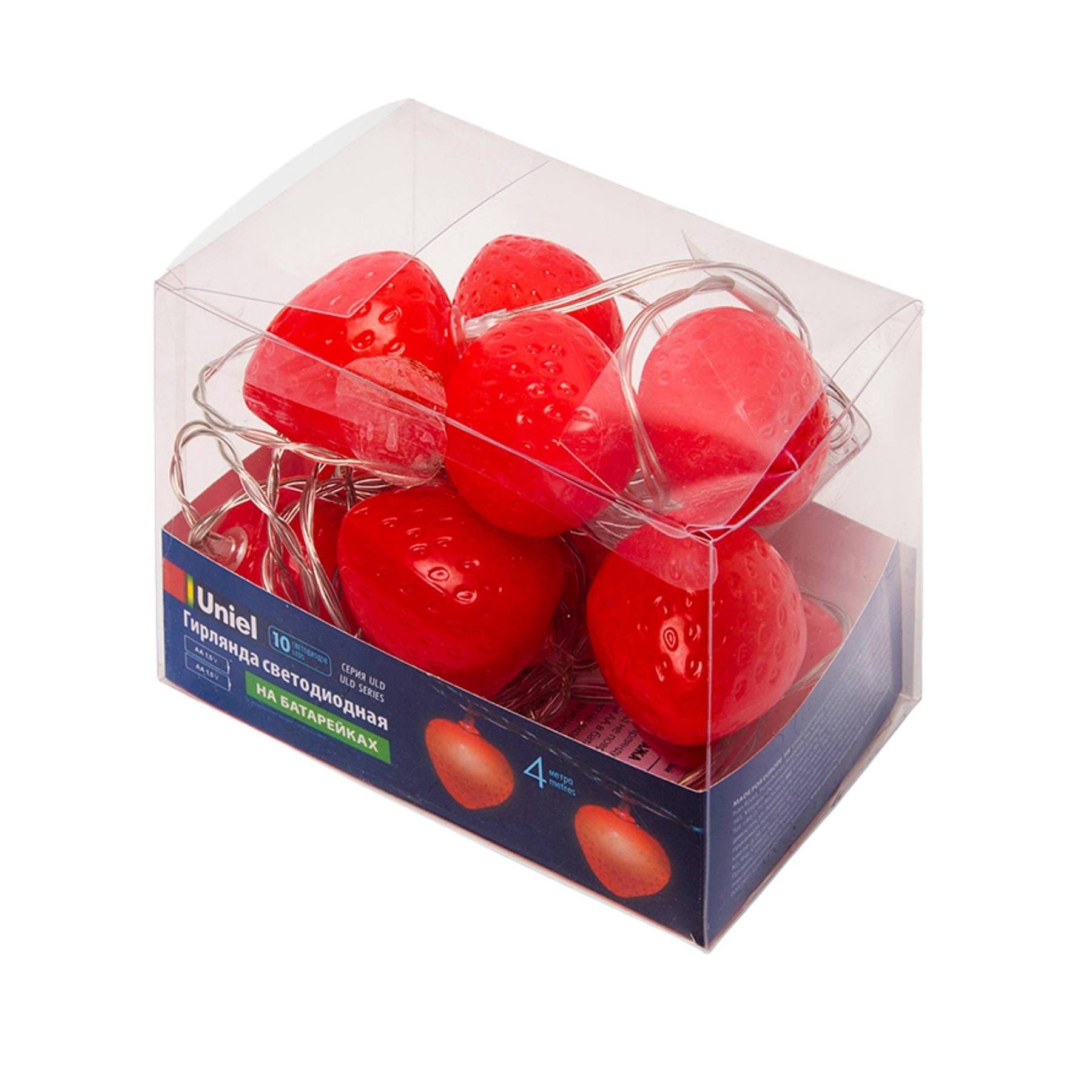 ULD-S0400-010/STB/2AA RED IP20 STRAWBERRY Гирлянда Uniel ULD-S0400-010/STB/2AA RED IP20 STRAWBERRY