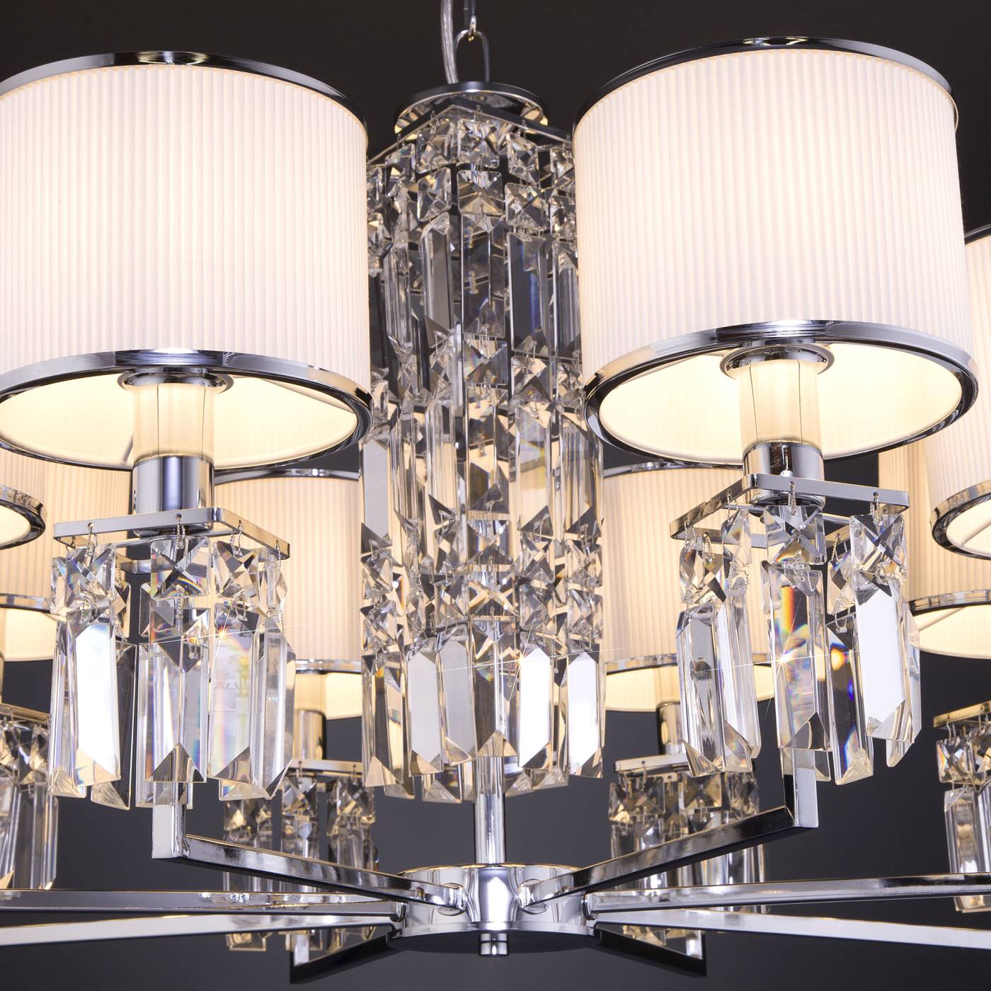 10099/8 хром/прозрачный хрусталь Strotskis (новый абажур) Подвесная люстра Eurosvet Zaffiro 10099/8 хром/прозрачный хрусталь Strotskis (новый абажур)