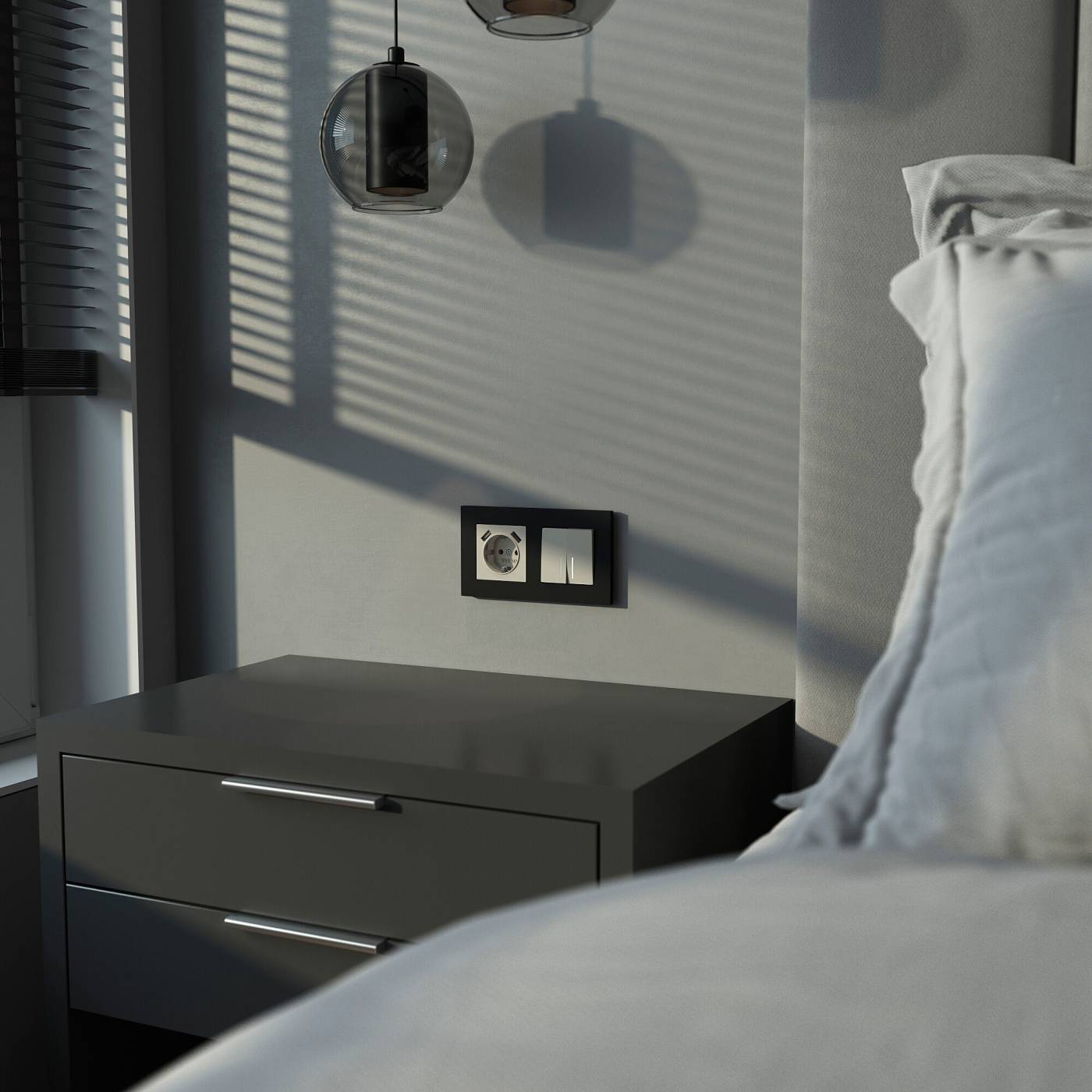 Выключатель Werkel W1222104/ Выключатель двухклавишный проходной с подсветкой (дымчатый)