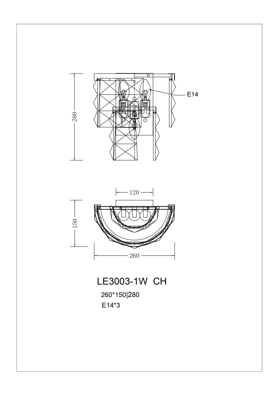 LE3003/1W CH Настенное бра LEON Cristal LE3003/1W CH