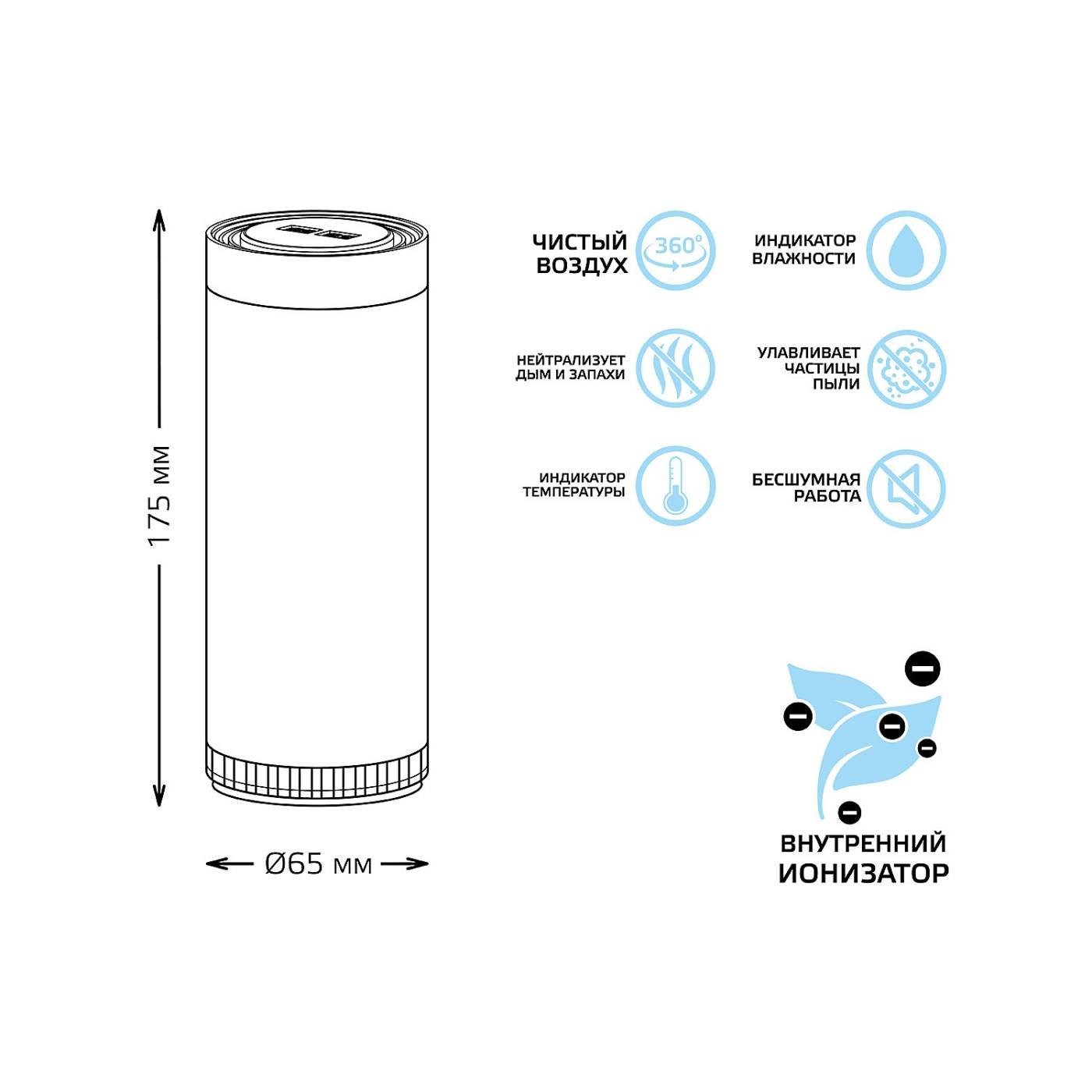 Очиститель воздуха серия Guard, индикаторы температуры и влажности Gauss GR020