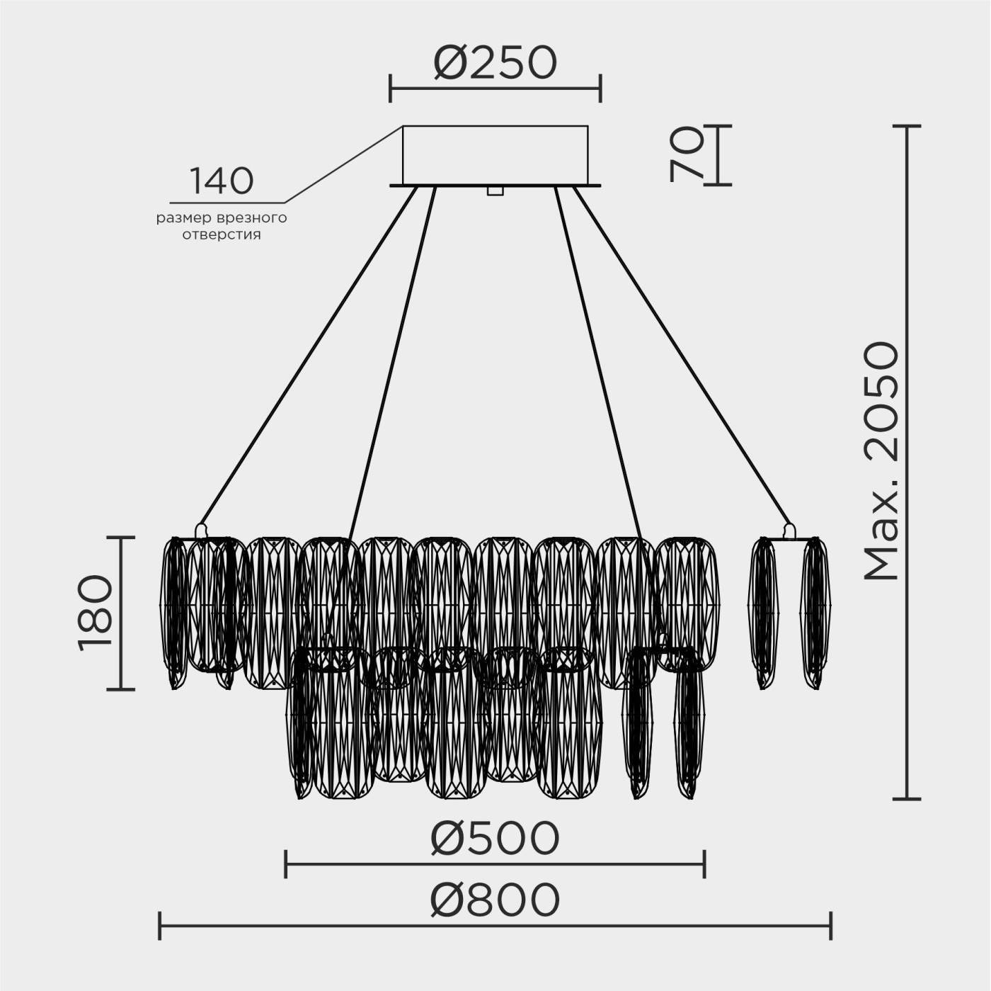 Подвесная люстра ML Modelux ML.5550.800.500 CP