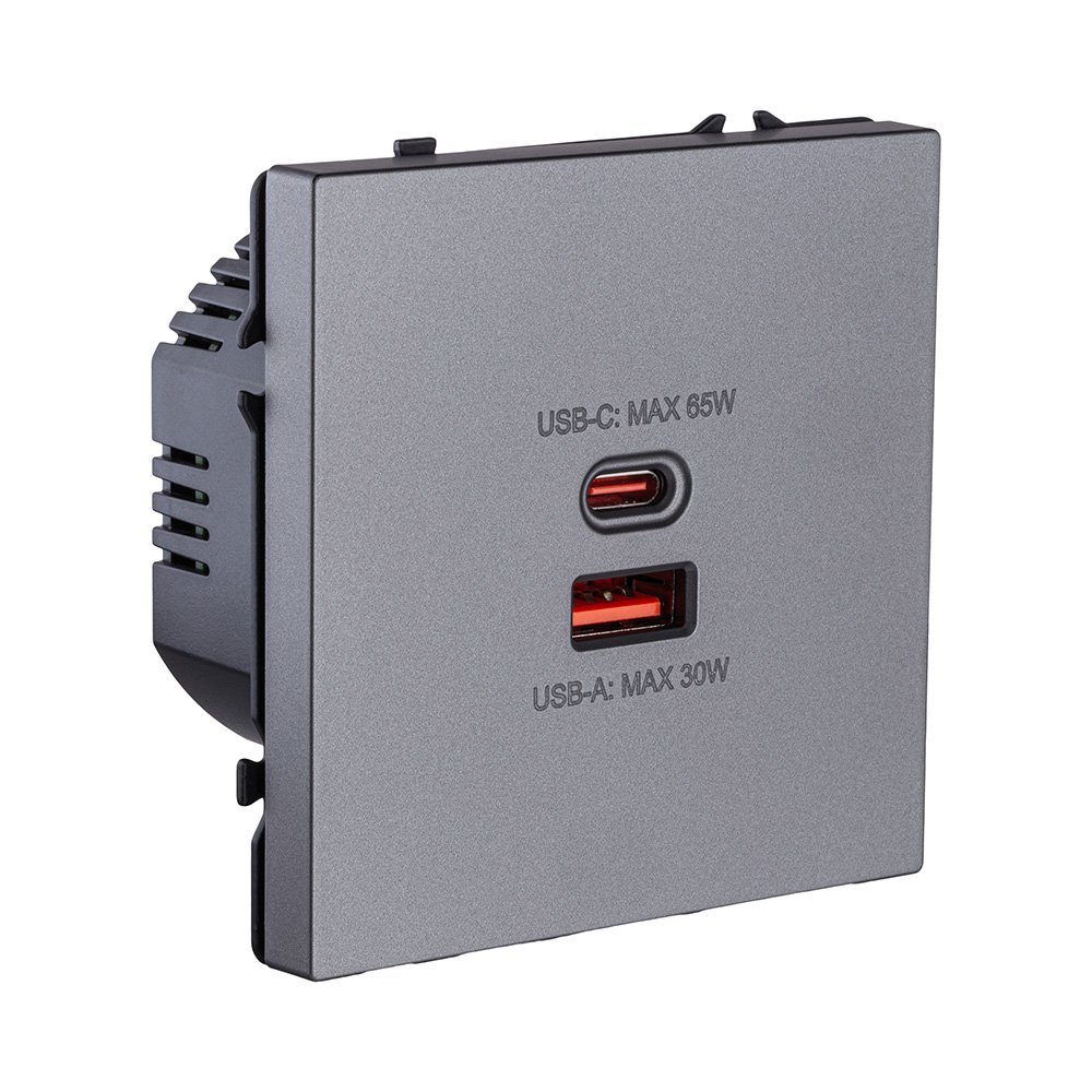 Розетка USB A+C 65W, серый Kollinger Eclipse EC-024GY