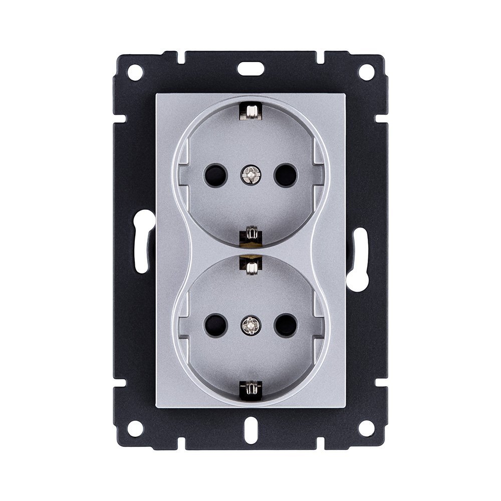 REA-032GY Розетка штепсельная SCHUKO двойная 16A/250 В, серый Kollinger REA-032GY для Aspekt, Eleganz, Reflex