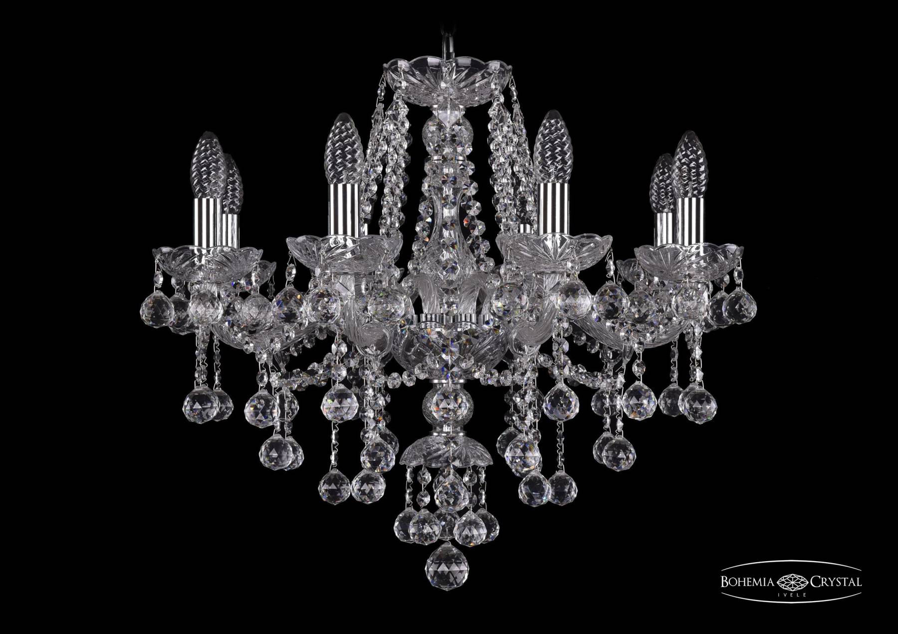 1415/8/200 Ni Balls Подвесная хрустальная люстра 1415 Bohemia 1415/8/200 Ni Balls