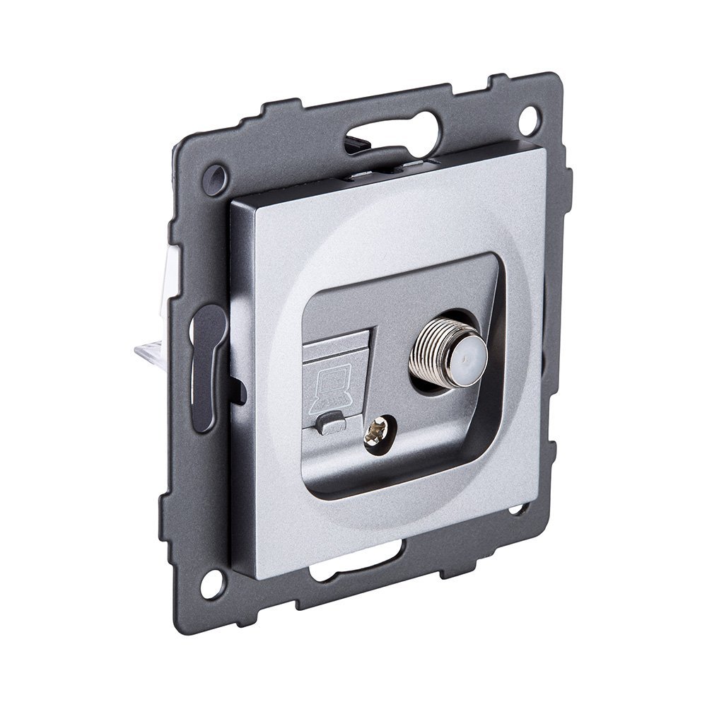 REA-022GY Розетка двойная спутниковая SAT + RJ45 Cat.6, серый Kollinger REA-022GY для Aspekt, Eleganz, Reflex