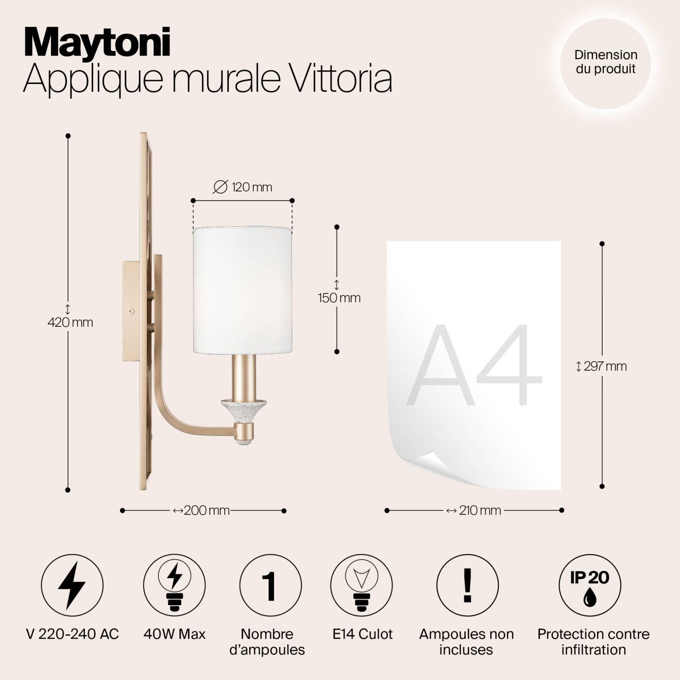H005WL-01BG Настенное бра Maytoni Vittoria H005WL-01BG