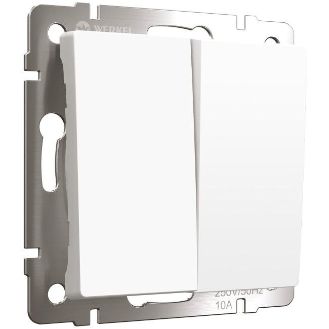Выключатель Werkel W1122461/ Выключатель двухклавишный с самовозвратом (белый матовый)