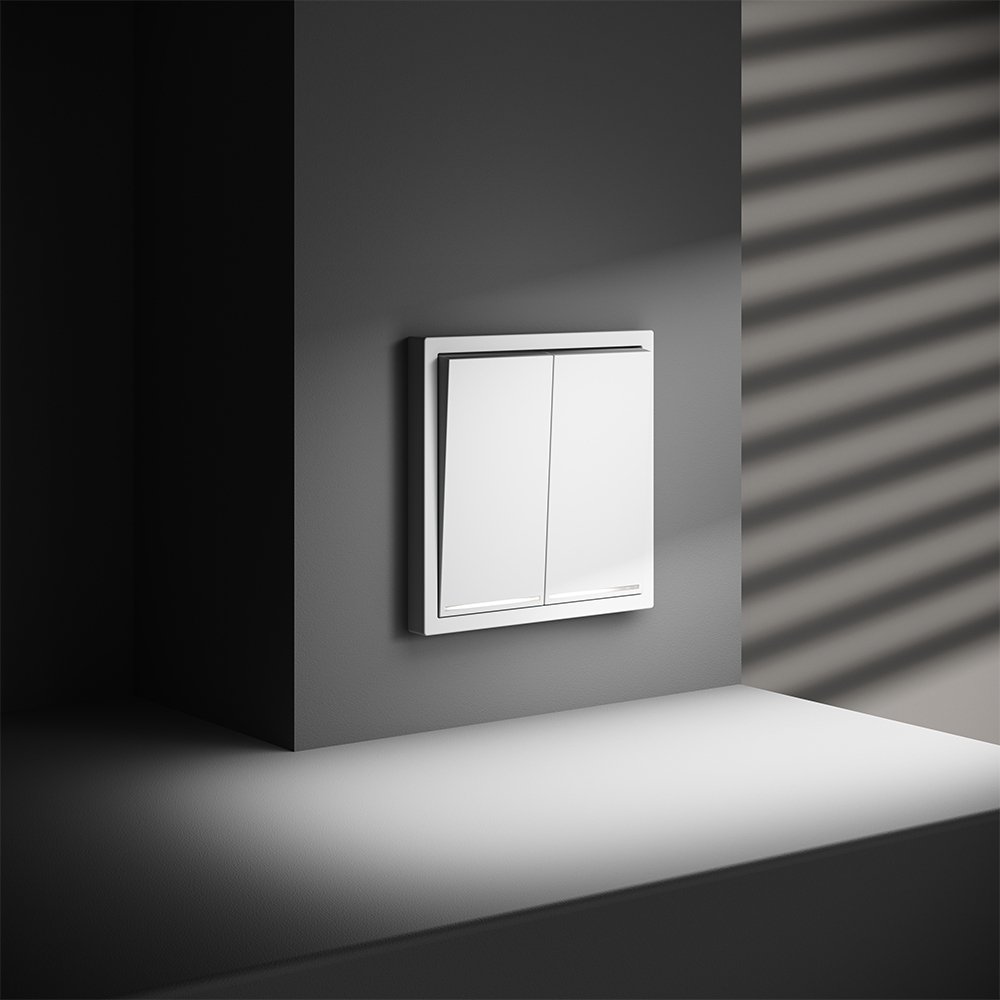 VLS020202 Выключатель встраиваемый VOLTUM S70 двухклавишный с подсветкой 10А, (белый матовый) VLS020202