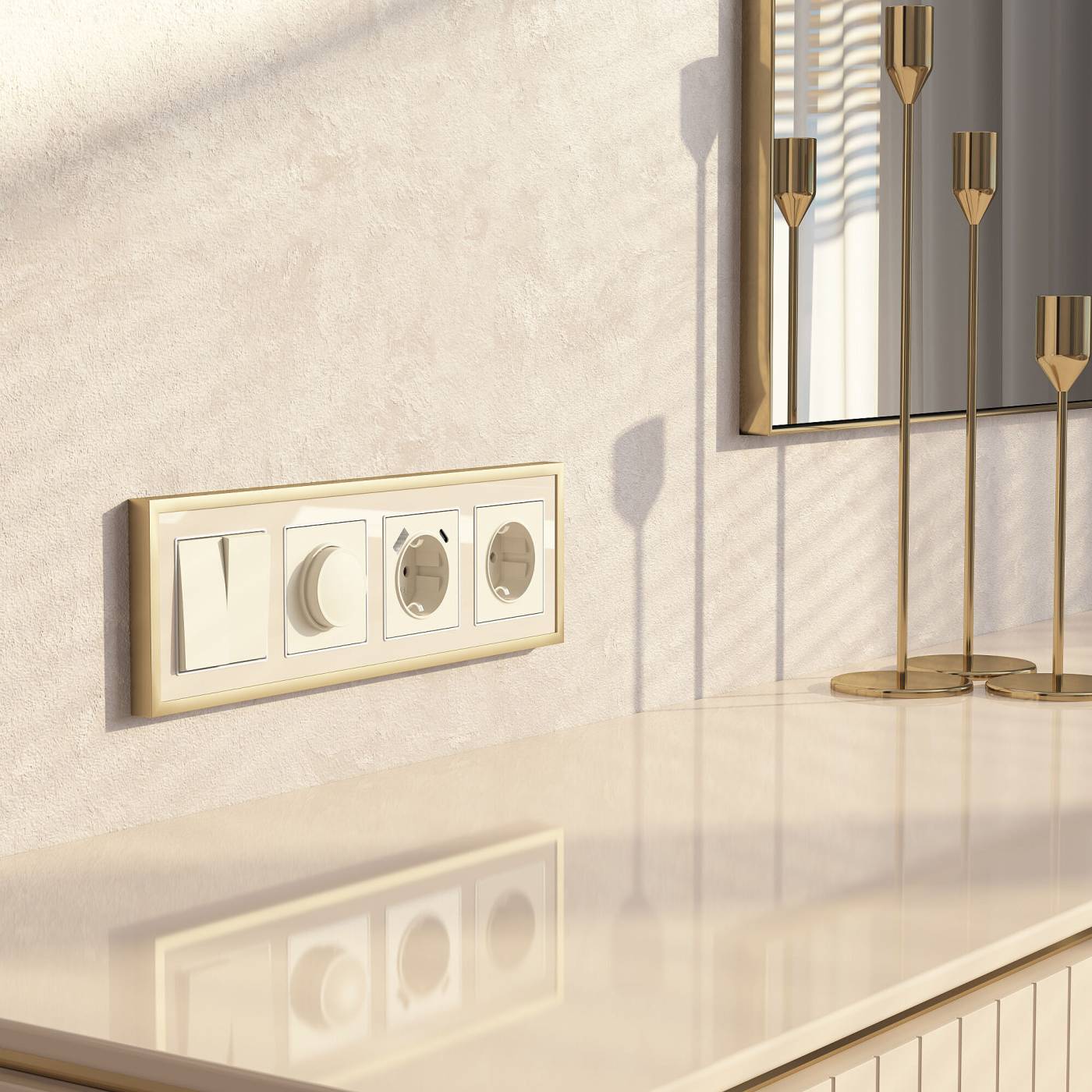 Рамка Werkel W0042851/ Рамка на 4 поста Baguette (айвори/латунь)