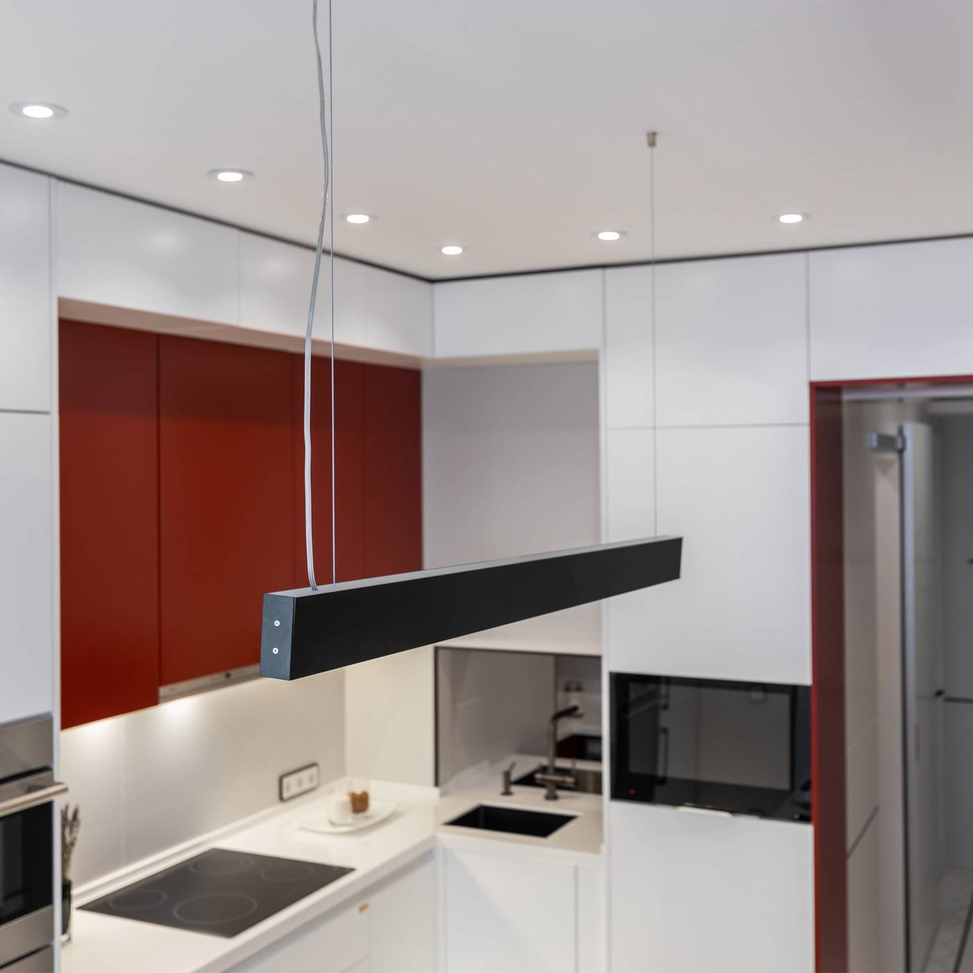 101-200-30-128-4200-a042952 Светильник подвесной Elektrostandard Grand Линейный светодиодный подвесной односторонний светильник 128см 25W 4200K черная шагрень (101-200-30-