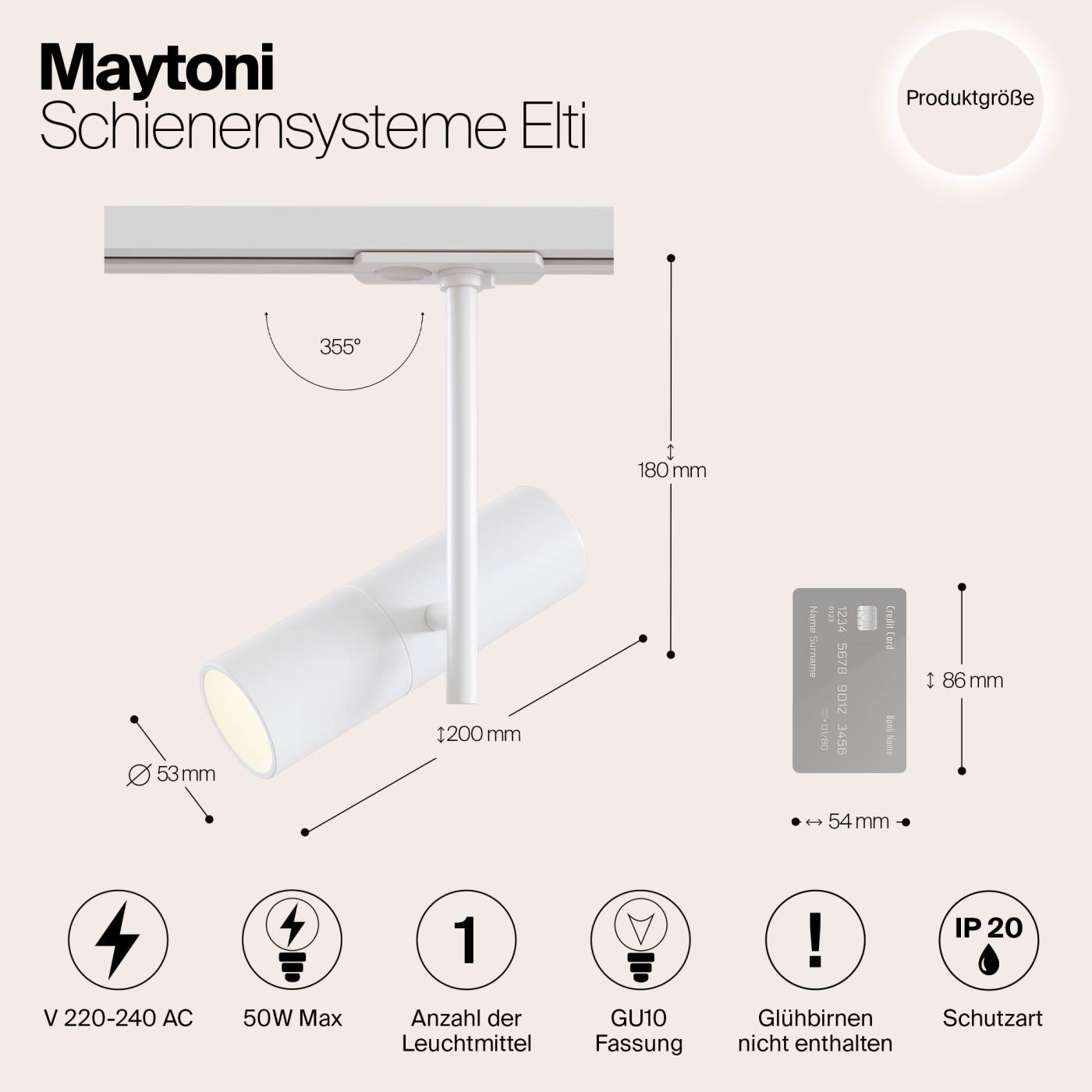 Трековый светильник Maytoni Elti Unity TR005-1-GU10-W
