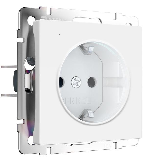 W1171461/ Розетка с подсветкой W (белый матовый) Розетка Werkel Встраиваемые механизмы белые матовые W1171461/ Розетка с подсветкой W (белый матовый)