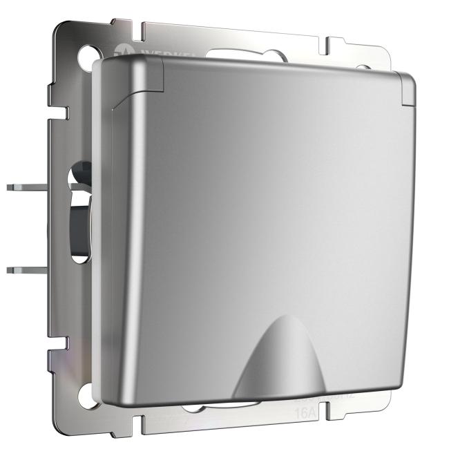 Розетка Werkel W1171206/ Розетка влагозащ. с зазем. с защит. крышкой и шторками (серебряный)