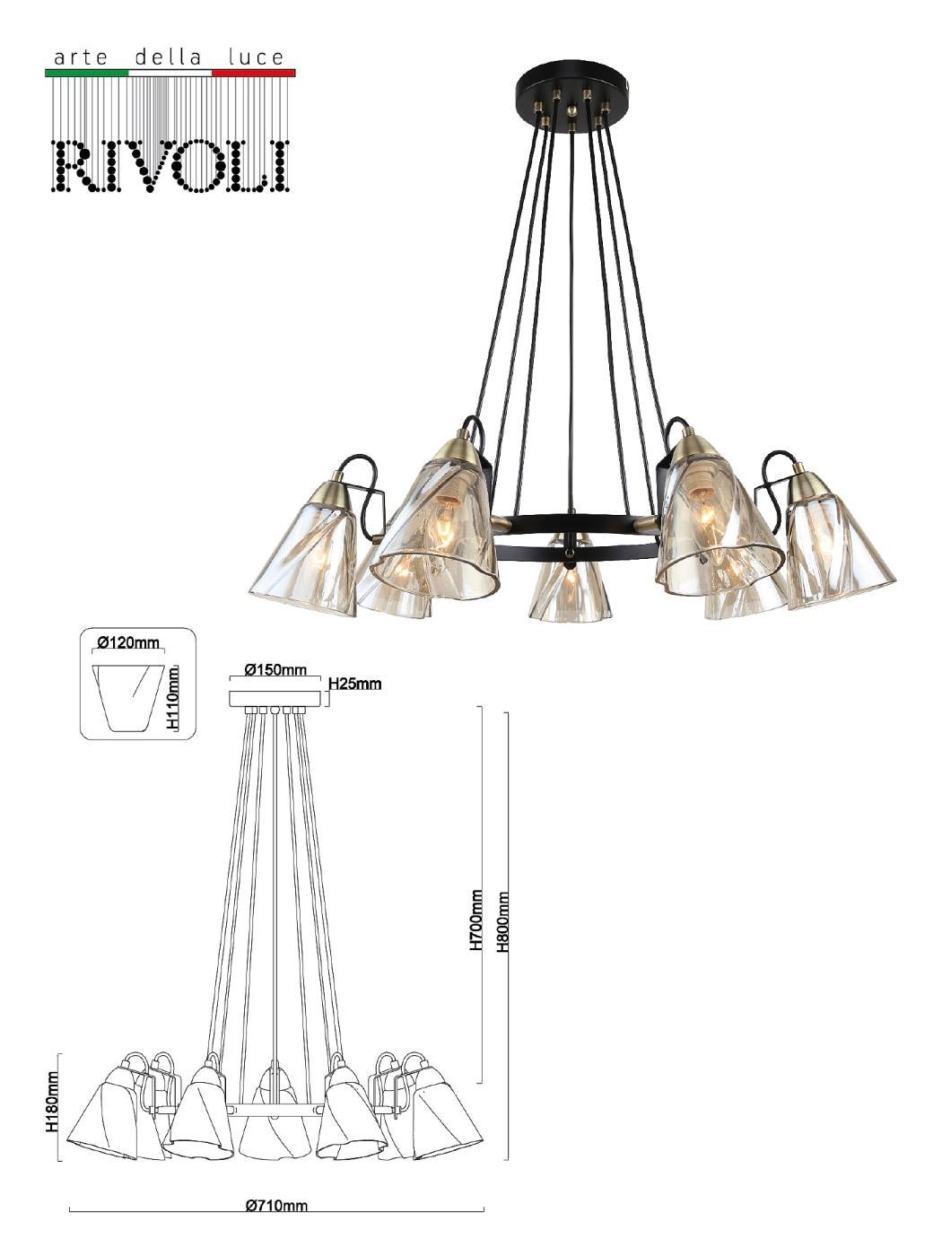 Подвесная люстра Rivoli Cathy 5106-307