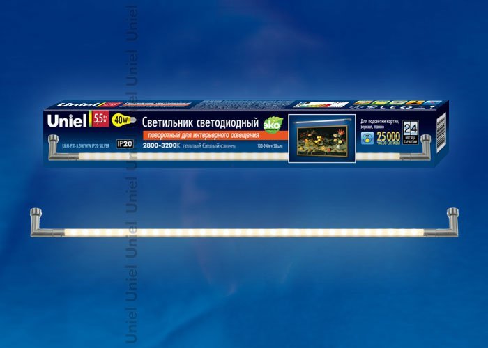 ULM-F31-5,5W/WW IP20 SILVER картон Мебельный светильник Uniel ULM-F31-5,5W/WW IP20 SILVER картон