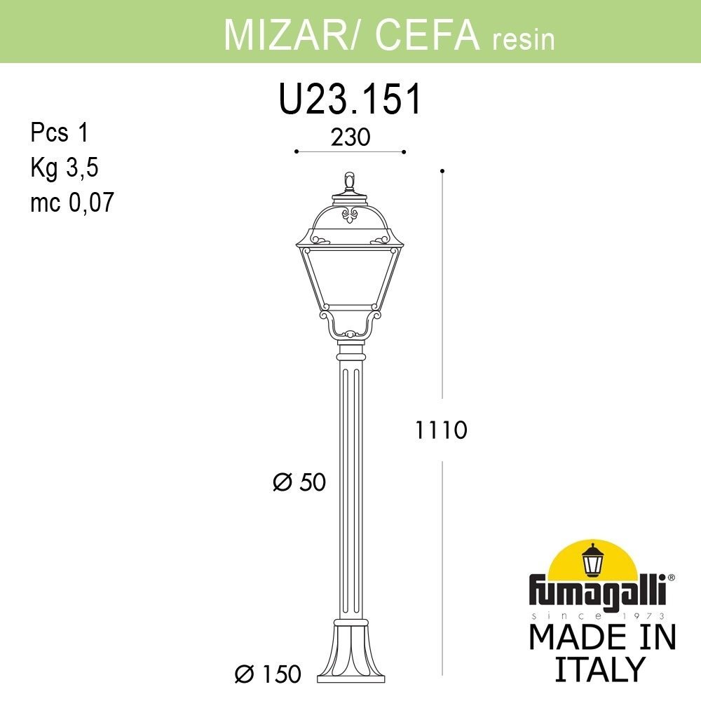 U23.151.000.AXE27 Наземный фонарь Cefa Fumagalli U23.151.000.AXE27
