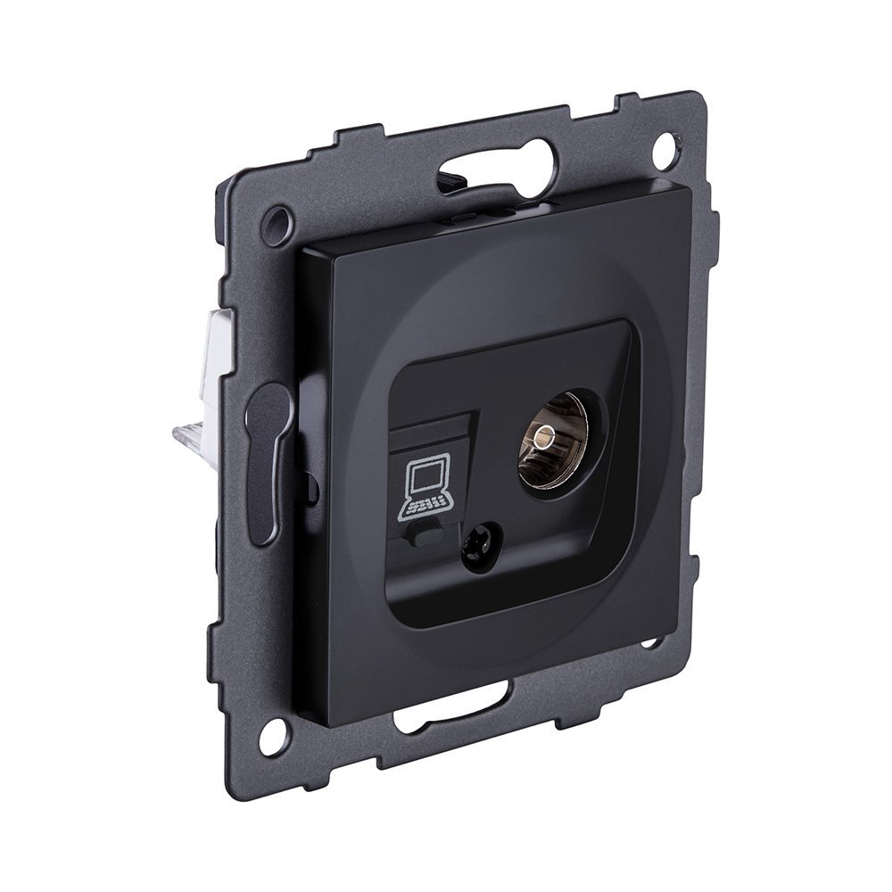 Розетка двойная TV (мама) + RJ45 Cat.6, черный матовый Kollinger REA-021BM для Aspekt, Eleganz, Reflex