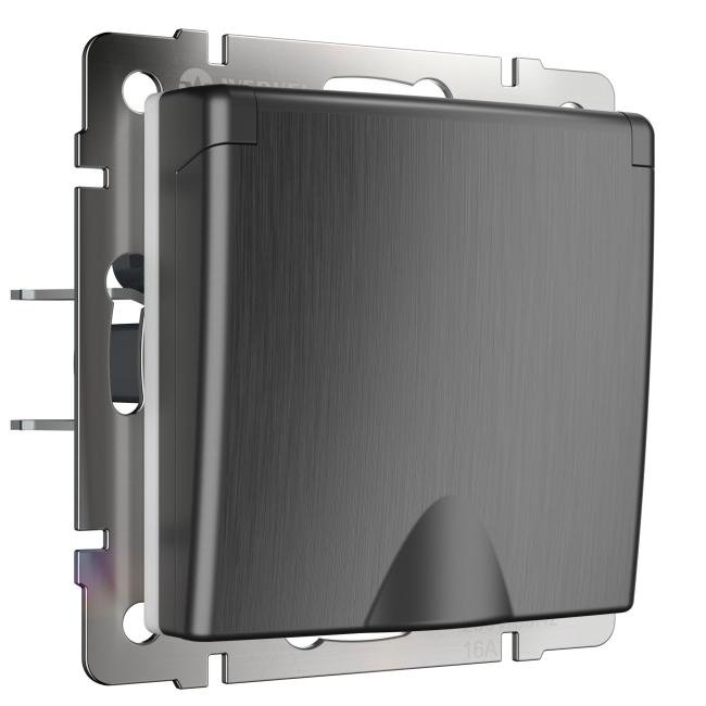 W1171204/ Розетка влагозащ. с зазем. с защит. крышкой и шторками (графит рифленый) Розетка Werkel W1171204/ Розетка влагозащ. с зазем. с защит. крышкой и шторками (графит рифленый)