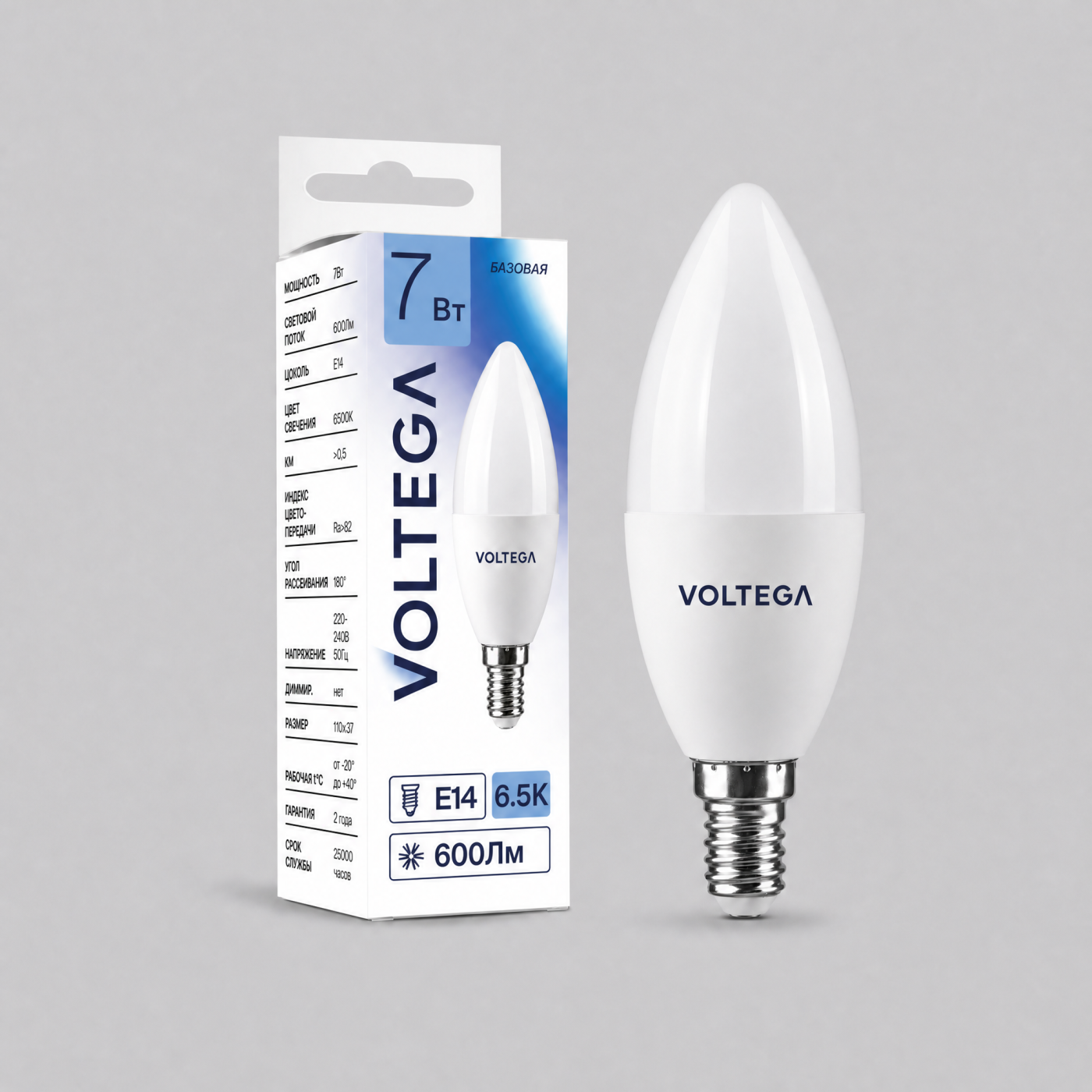 3275 Светодиодная лампочка Candle 7W Voltega 3275
