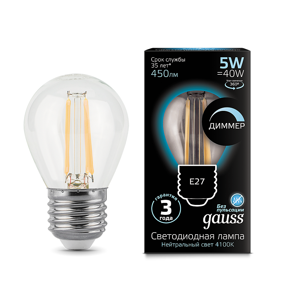 Светодиодная лампа Gauss Filament Globe 105802205