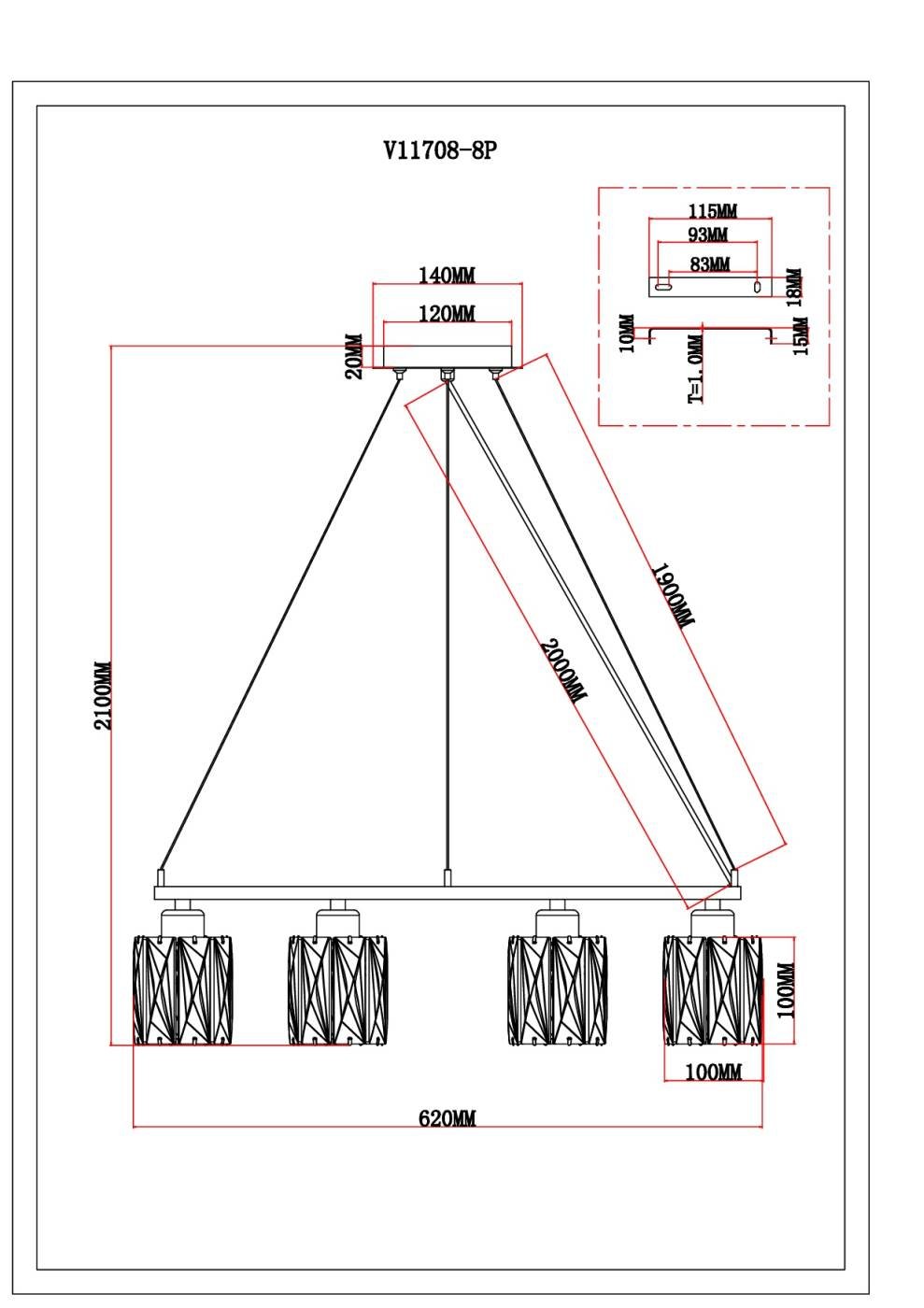 V11708-8P Подвесная люстра Moderli Prismique V11708-8P