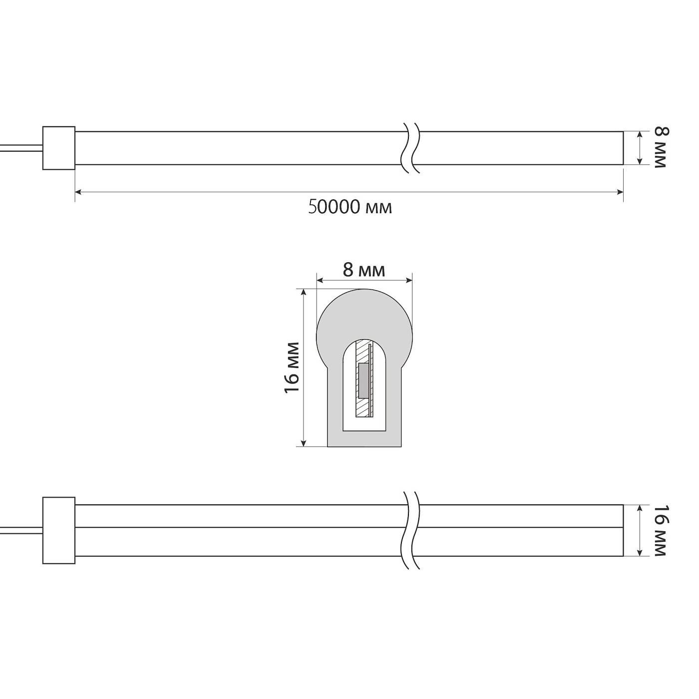 ULS-N21-2835-120LED/m-8mm-IP67-220V-8W/m-50M-WW бобина Светодиодный шнур Uniel ULS-N21-2835-120LED/m-8mm-IP67-220V-8W/m-50M-WW бобина