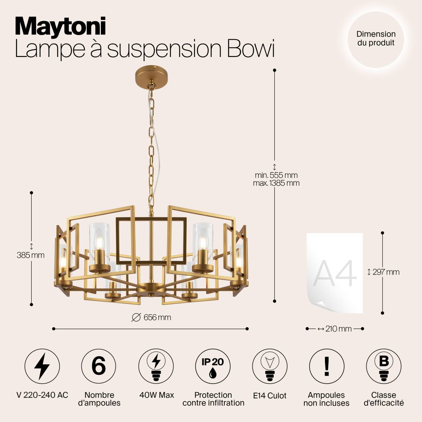 H009PL-06G Подвесная люстра Maytoni Bowi H009PL-06G
