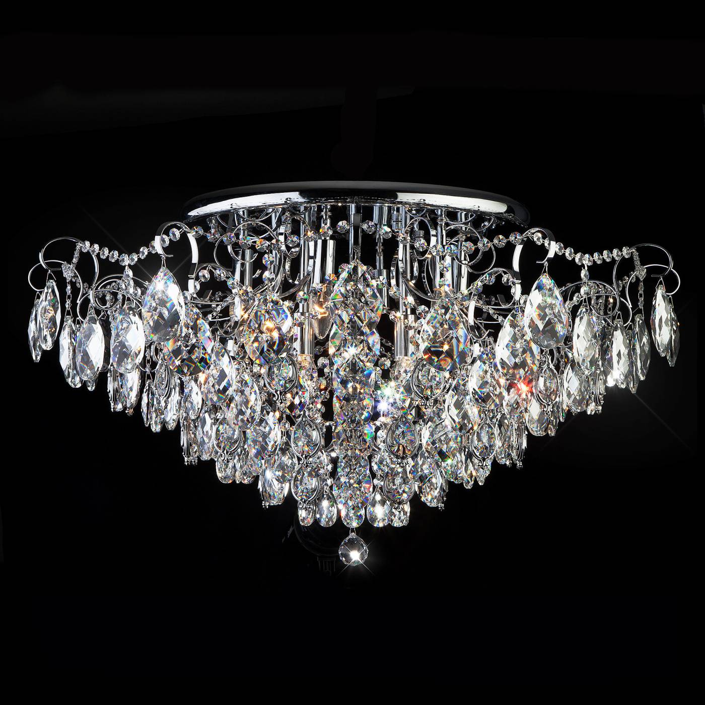 Потолочная хрустальная люстра Eurosvet Crystal 10081/12 хром/прозрачный хрусталь Strotskis