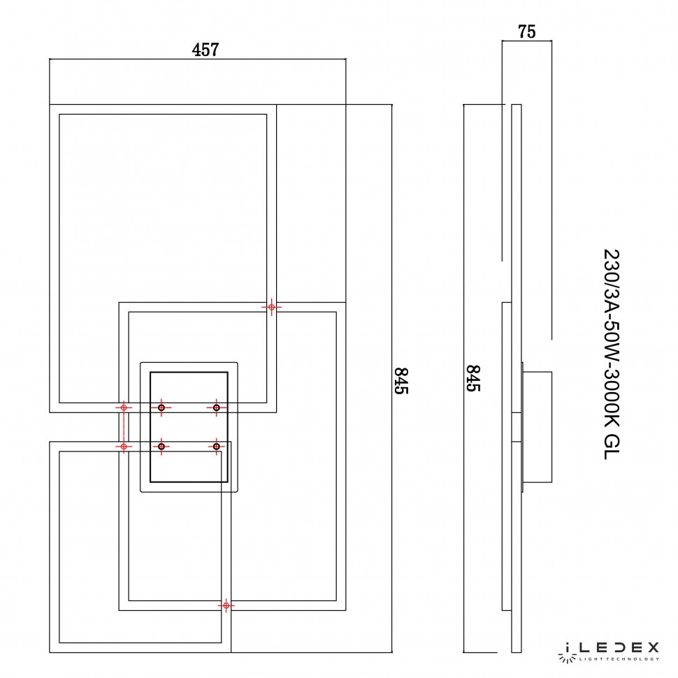 230/3A-50W-3000K GL Потолочная люстра ILedex Grace 230/3A-50W-3000K GL