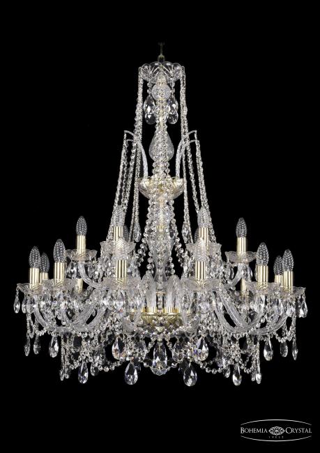 1411/12+6/300/XL-96 G Подвесная хрустальная люстра 1411 Bohemia 1411/12+6/300/XL-96 G