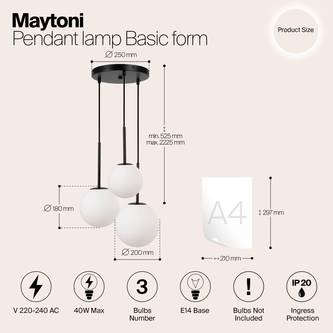 MOD321PL-03B Светильник подвесной Maytoni Basic form MOD321PL-03B