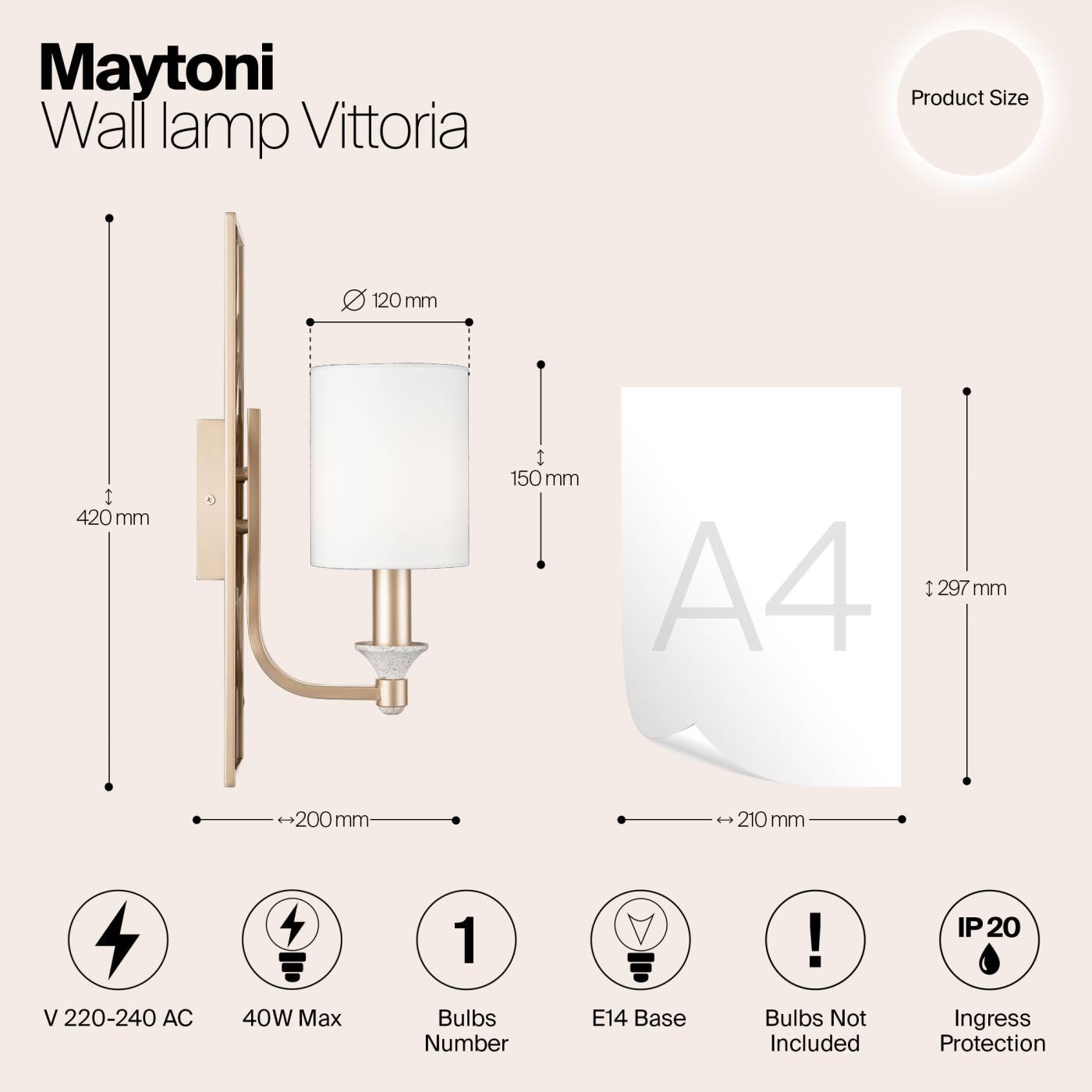 H005WL-01BG Настенное бра Maytoni Vittoria H005WL-01BG