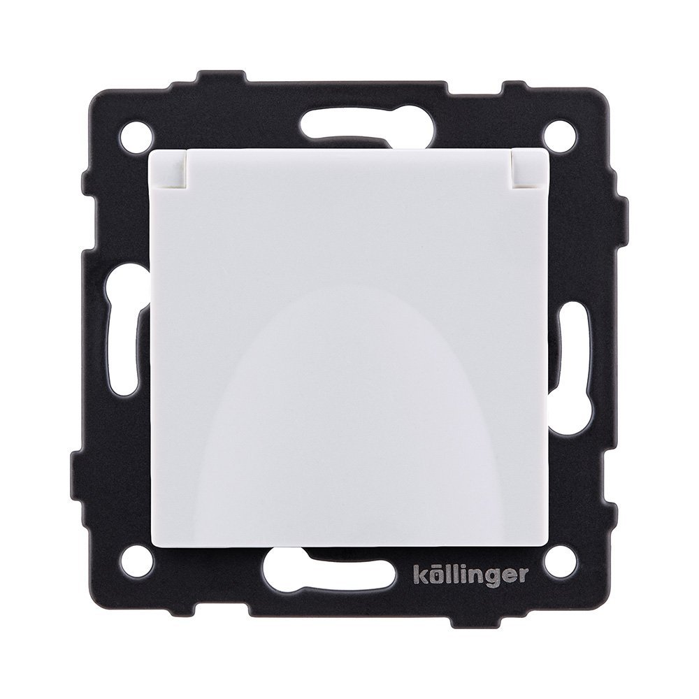 REA-006WH Розетка штепсельная SCHUKO 16A/250 В с крышкой, белый Kollinger REA-006WH для Aspekt, Eleganz, Reflex