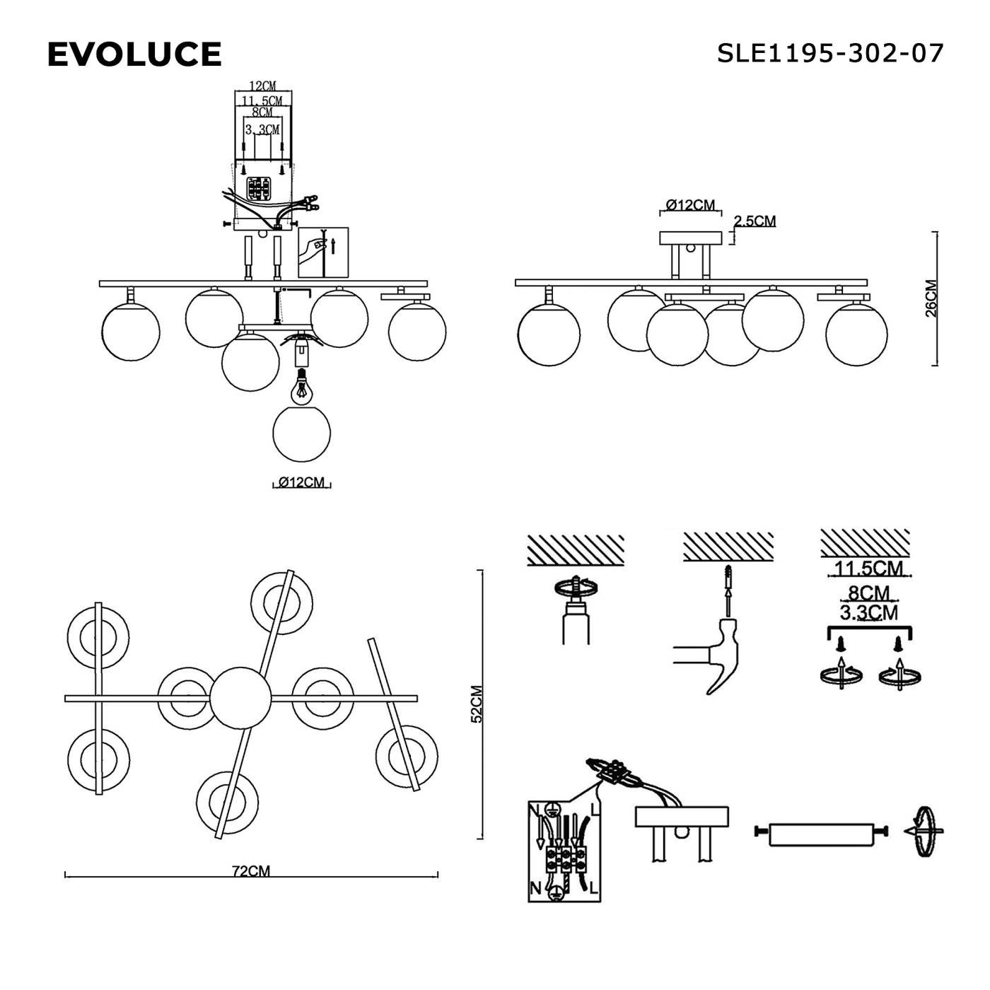 SLE1195-302-07 Потолочная люстра Evoluce Sierra SLE1195-302-07