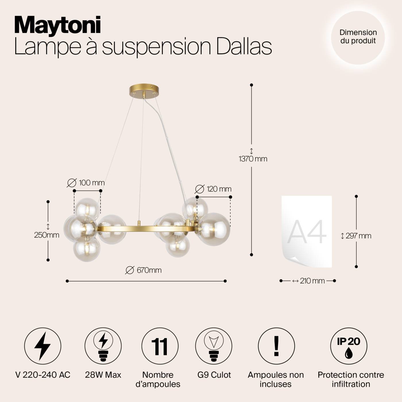 Подвесная люстра Maytoni Dallas MOD545PL-11G