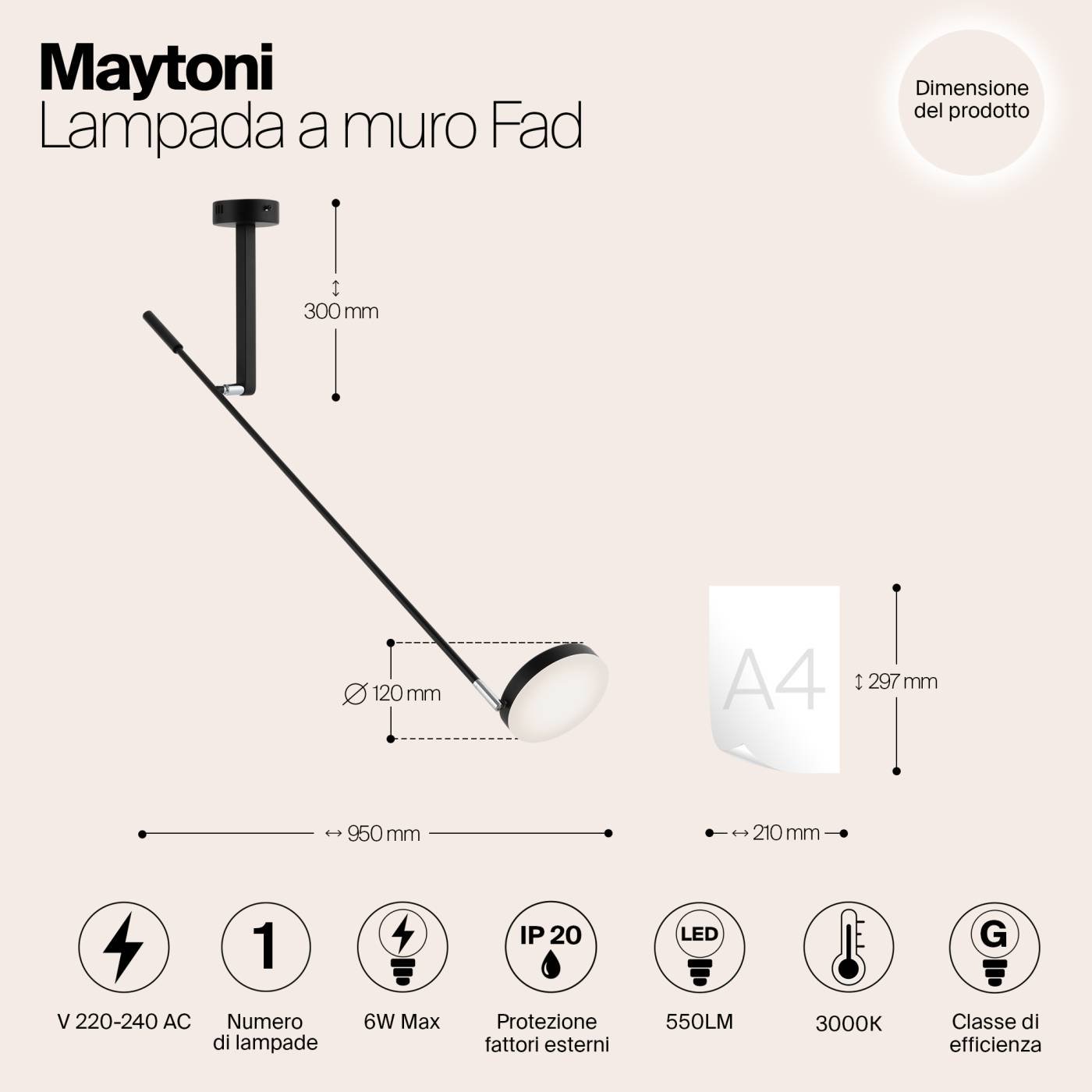 MOD070WL-L6B3K Настенный светильник Maytoni Fad MOD070WL-L6B3K