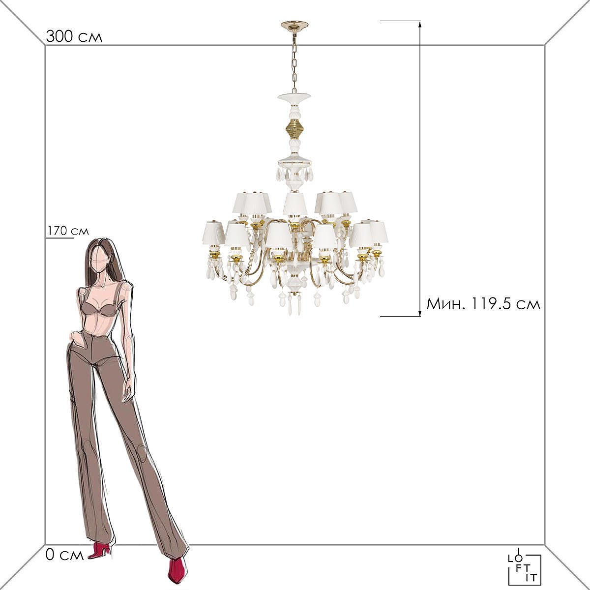 10203/12+8 White Подвесная люстра Loft It Grace 10203/12+8 White