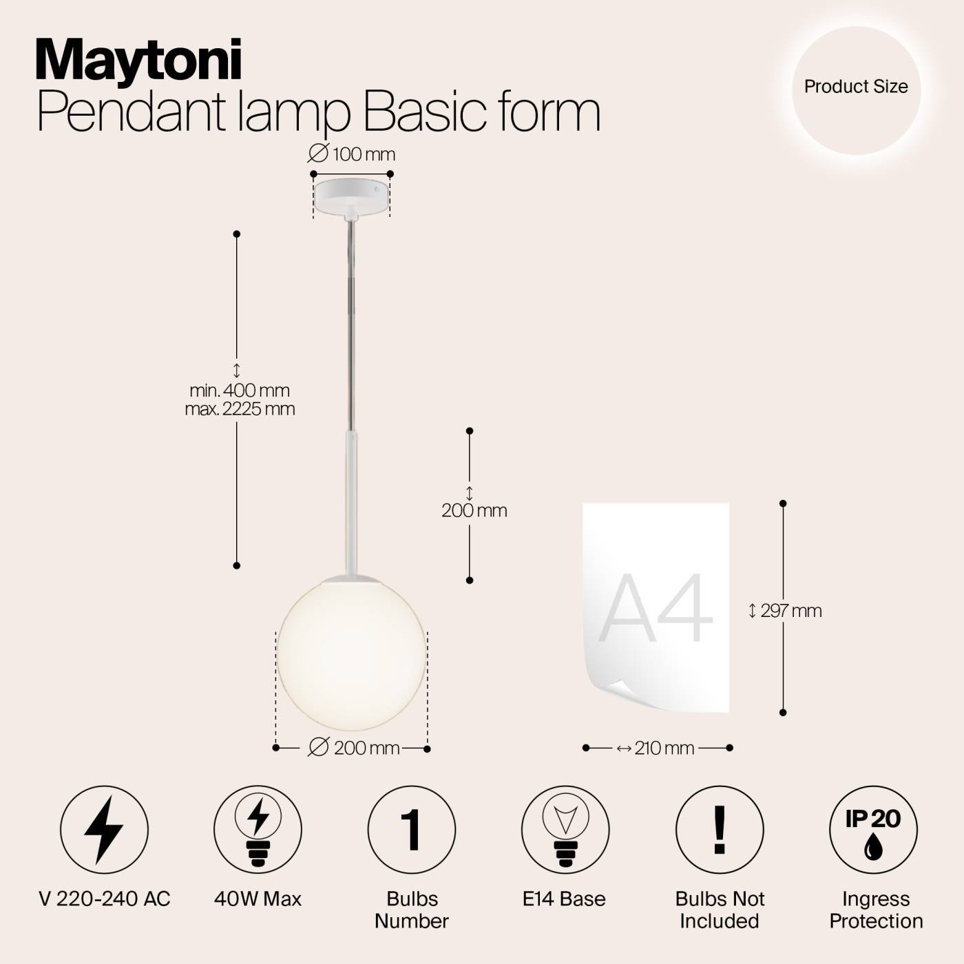 MOD321PL-01W1 Светильник подвесной Maytoni Basic form MOD321PL-01W1