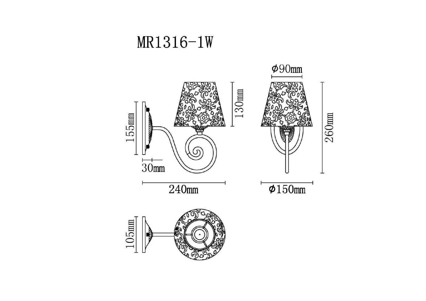 MR1316-1W Настенное бра MyFar Luna MR1316-1W
