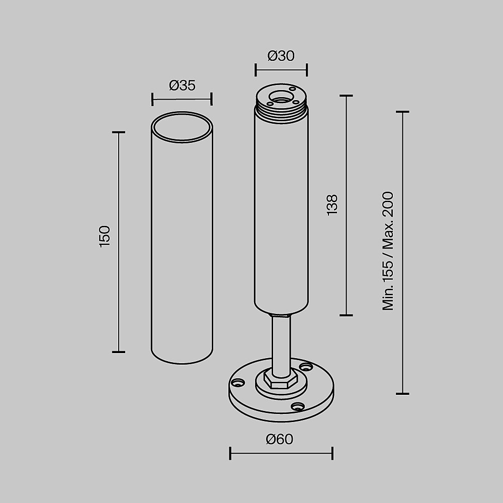 Основание для накладного монтажа системы Shelf с регулировкой по высоте Maytoni Accessories for system Shelf CA025BA-B