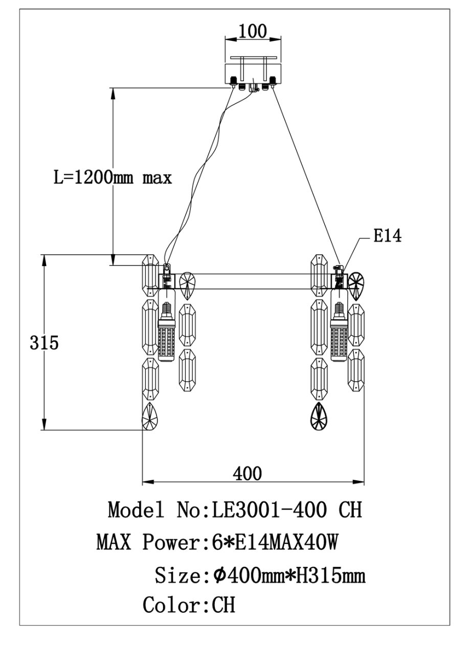 LE3001/400 CH Подвесная люстра LEON Elien LE3001/400 CH
