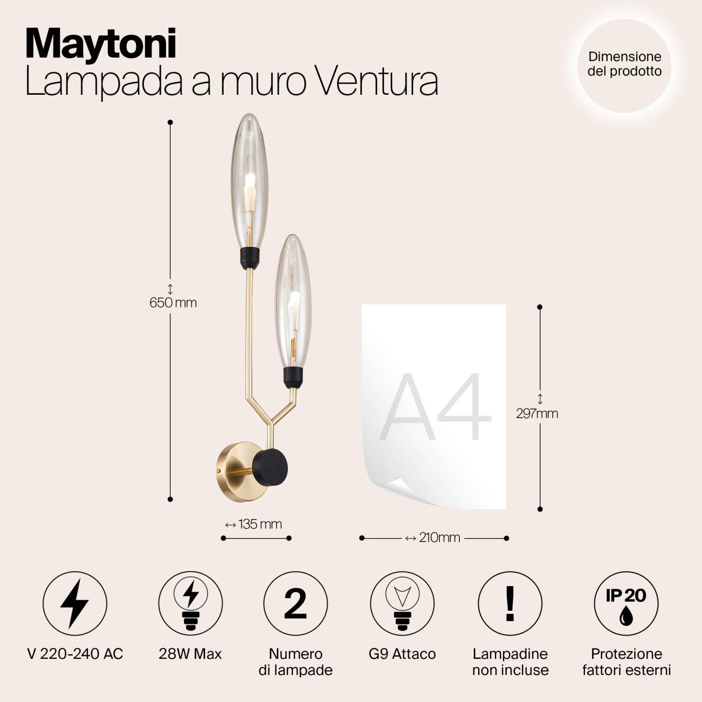 MOD012WL-02G Настенное бра Maytoni Ventura MOD012WL-02G