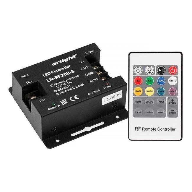 RGB-контроллер увеличенной мощности с RF (радио) пультом 20 кнопок Arlight 018609