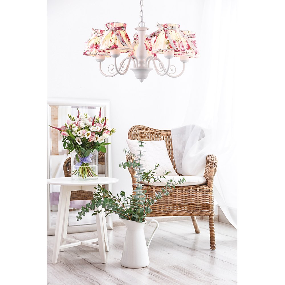 Люстра подвесная с цветочками Margherita A7021LM-5WH Arte Lamp