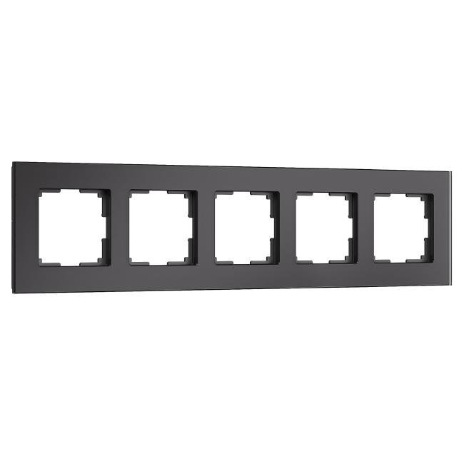Рамка Werkel Senso черный soft-touch W0053108/ Рамка на 5 постов Senso (черный, стекло soft-touch)